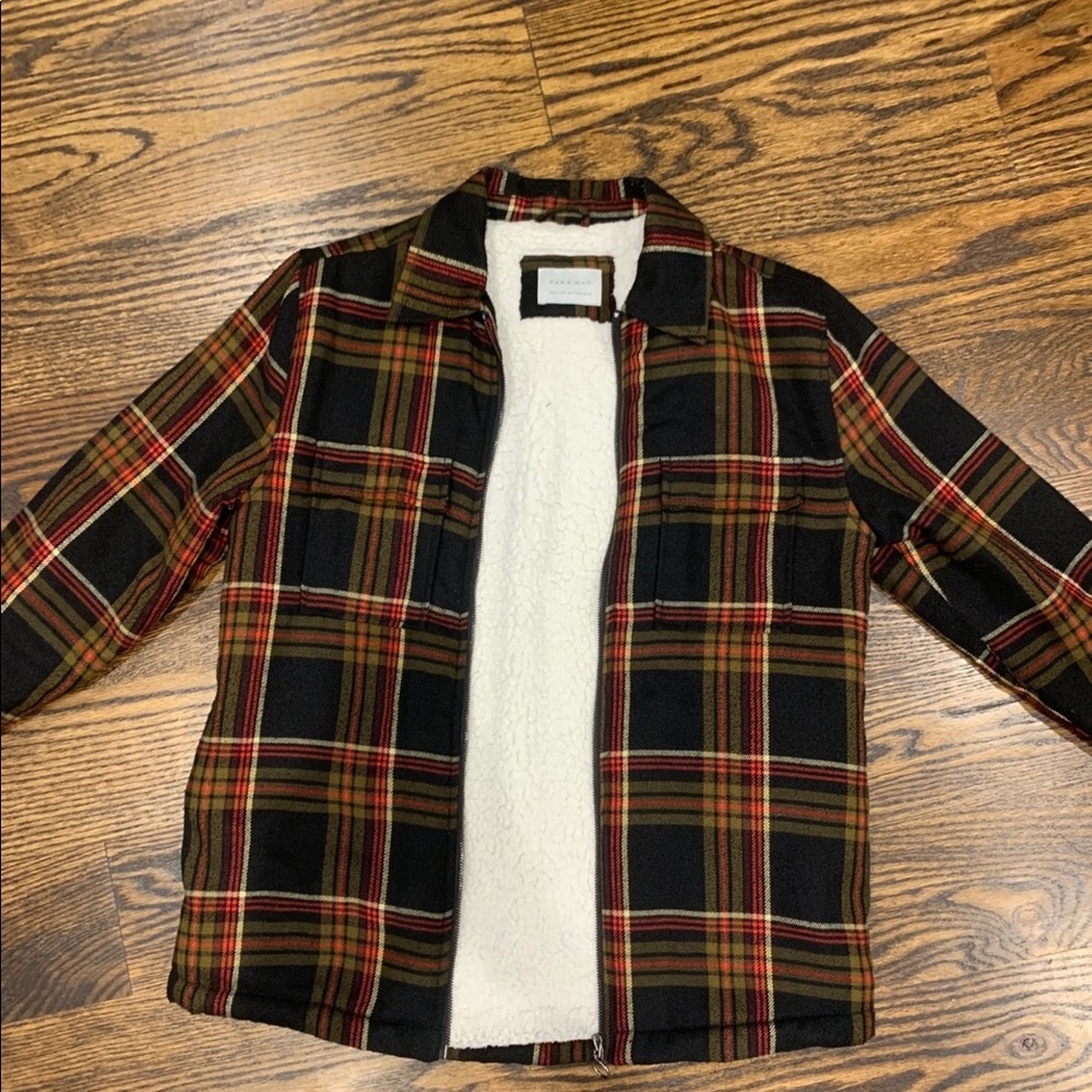 Zara Plaid Checkered Sherpa Shacket